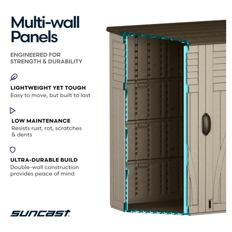 Suncast Outdoor Storage Shed, Water Resistant Resin Vertical Outdoor Storage Cabinet for Patio