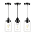 Pendant Lighting, Clear Glass Shade Farmhouse Adjustable Hanging Light Fixtures for Kitchen Island