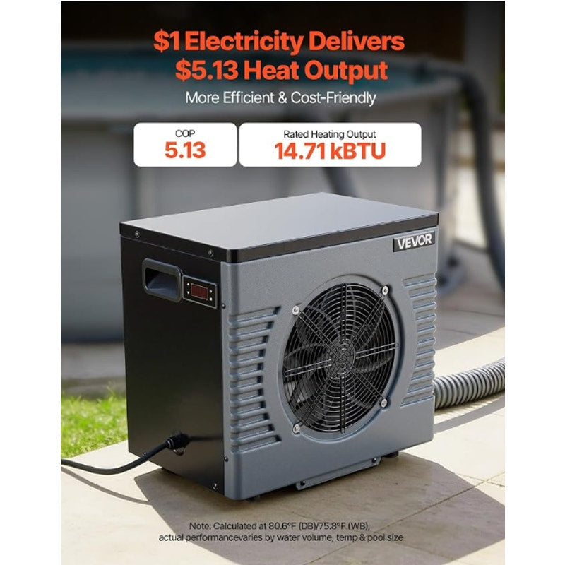 VEVOR 14710 BTU Heat Pump for Above Ground Pool Electric Pool Heater with Heati & Cooling Dual Mode