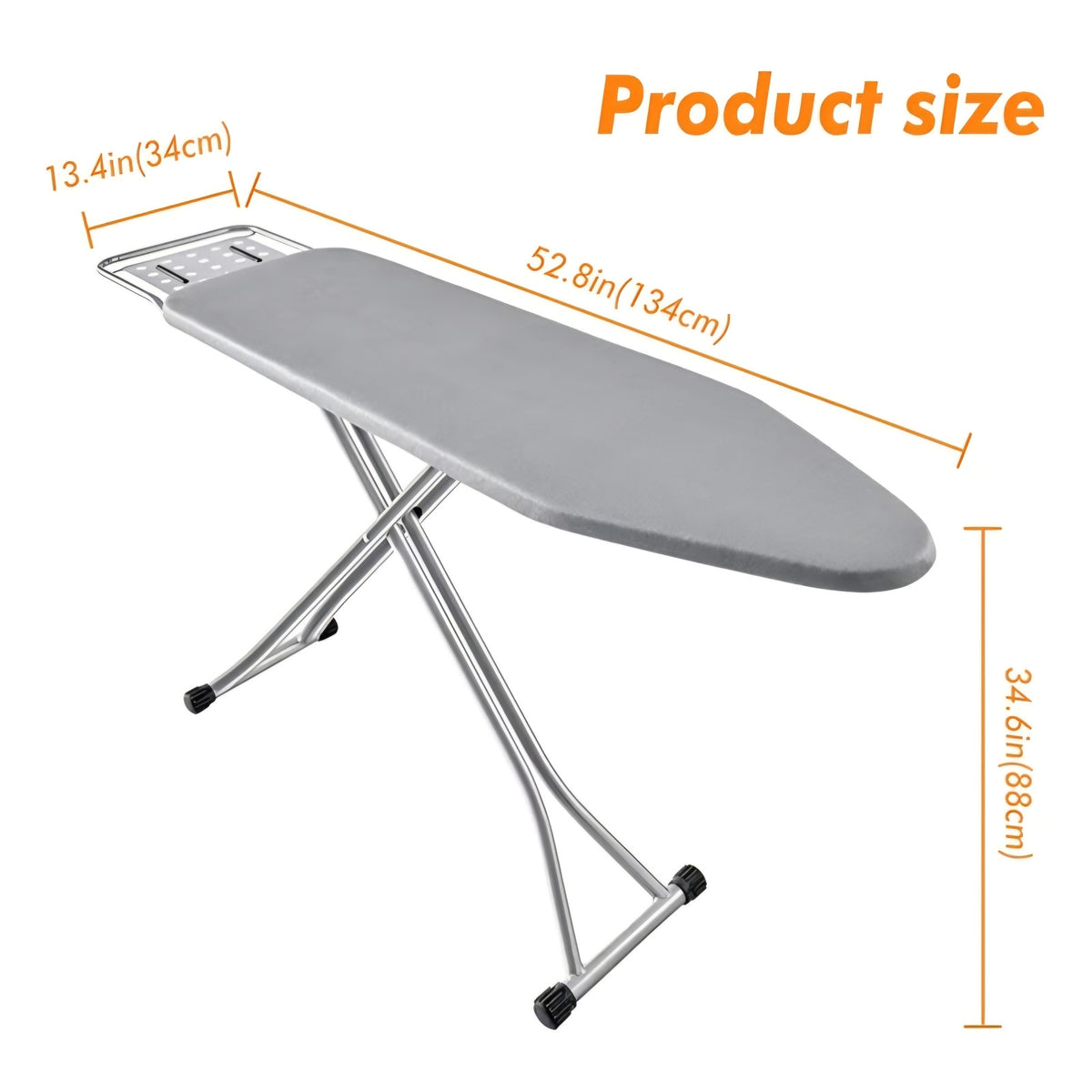 BKTD Ironing Board, Heat Resistant Cover Iron Board with Steam Rest,Non-Slip Foldable Ironing Stand