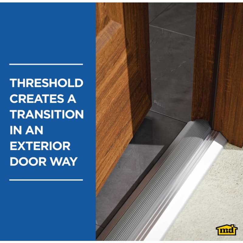 M-D Building High-Profile Threshold, Silver, 3-3/4in x 1-1/8in x 72in Vinyl Insert Seal