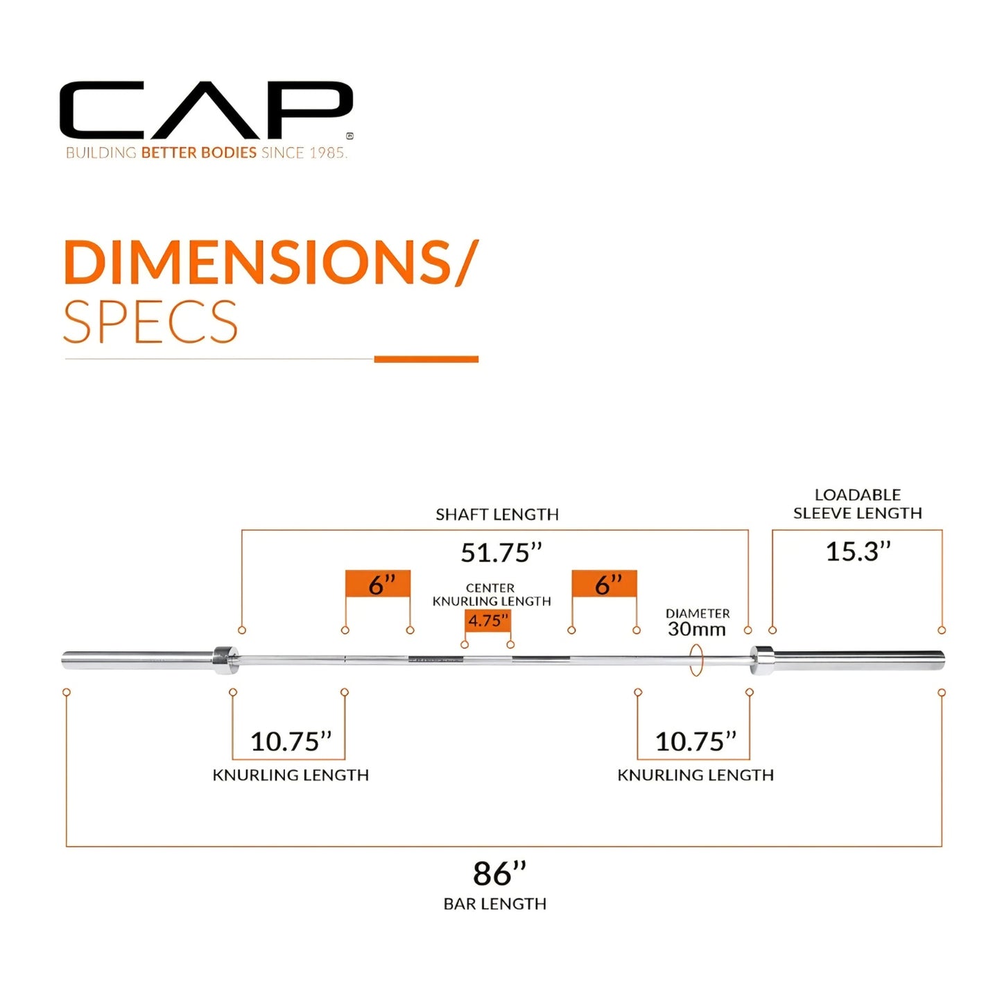 CAP Barbell 2-Inch Olympic 7 ft Barbell Bars | Multiple Options