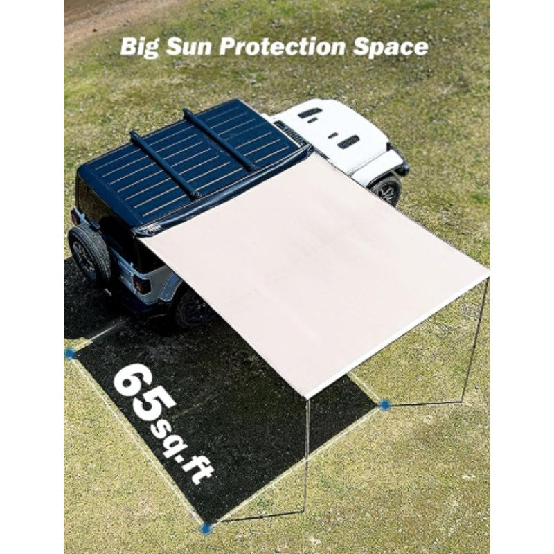 JOYTUTUS Vehicle Awning 6.6'x8.2' Roof Rack Pull-Out Sun Shade UV50+, Weatherproof 4x4 Side