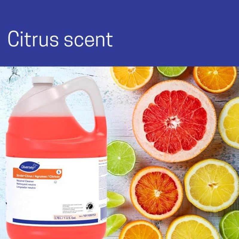Diversey Stride Citrus Neutral Cleaner, 1 Gallon, Low Foam, Citrus Scent, Size 128 Fl Oz (Pack of 1)
