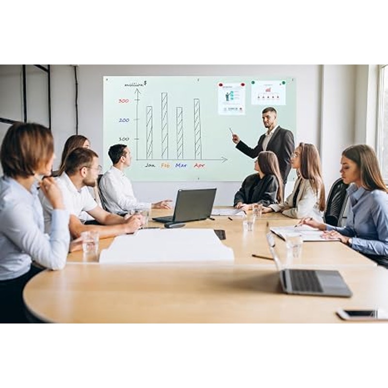 Glass Whiteboard 6'x4', Magnetic Glass Dry Erase, Frameless Wall Mounting, for Office Home & School