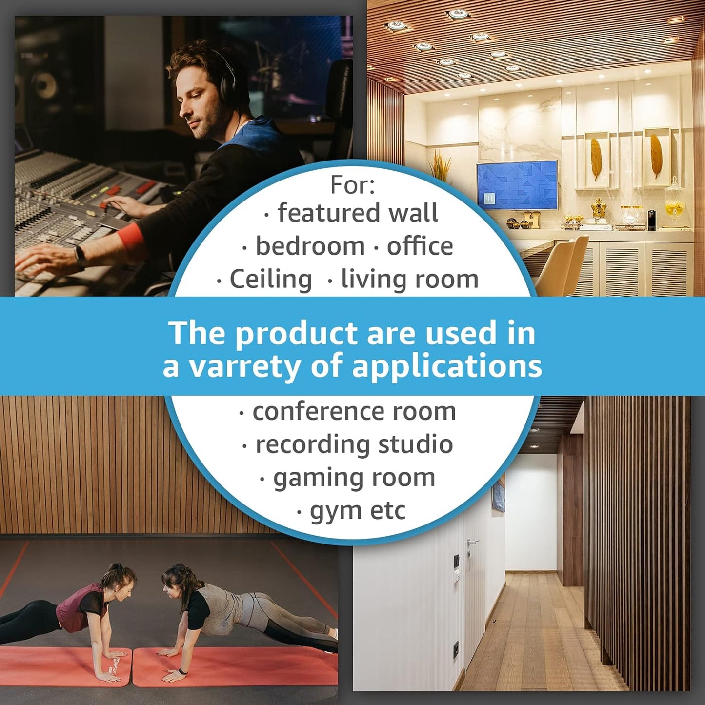 Art3d 4-Piece Wood Slat Acoustic Panels, Stylish Decor and Noise Reduction, Walnut, 94.5x7.9 In.