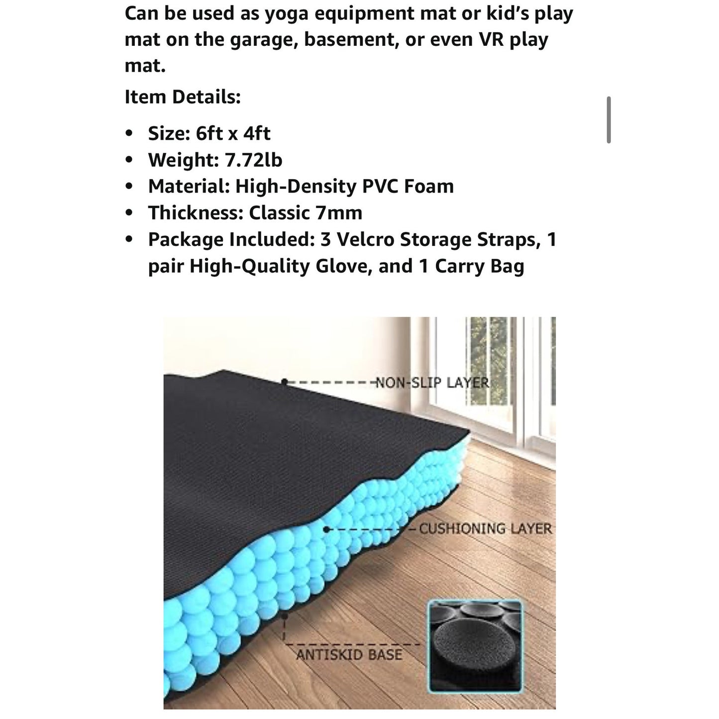 GXMMAT Large Yoga Mat 6’x6’ extra thick workout mat.