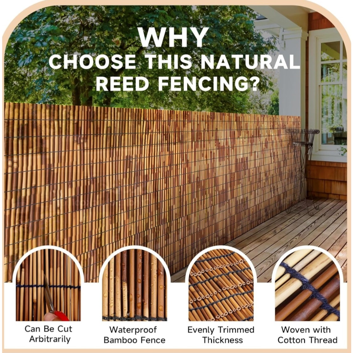 ZNCMRR Natural Reed Fencing Rolls,4FT X 16.4FT Reed Screen Curtain Balcony Reed Fence for Outdoor