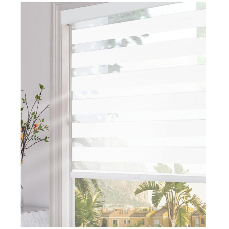 Blackout Zebra Blinds for Windows (58" W x 64" H, White) Cordless Zebra Shades for Indoor Windows