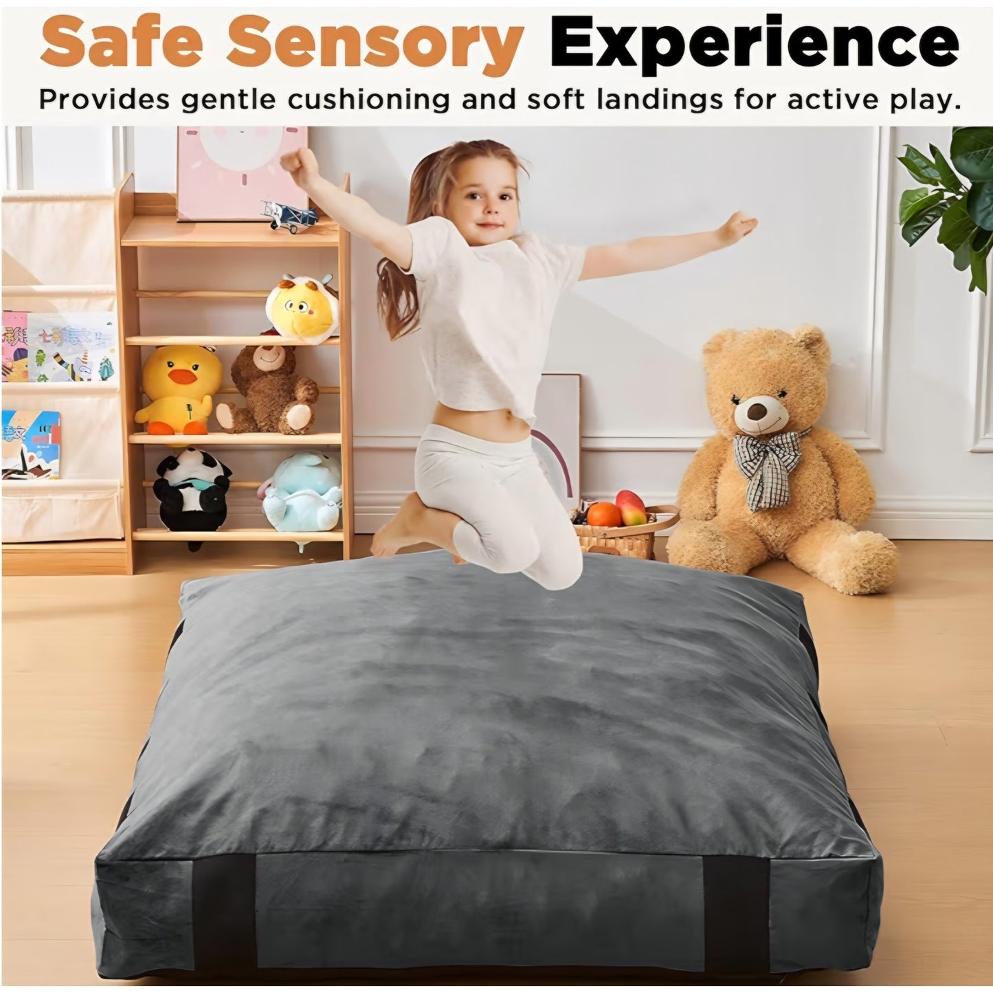 Crash Pad for Kids Sensory Room Equipment, 5 x 5 Ft Anti-slip Sensory Crash Mat