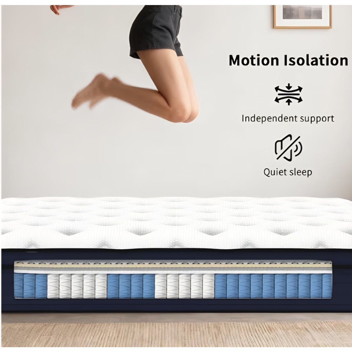 14 Inch King Size Mattress, Hybrid Memory Foam Mattress with Cooling Gel & Pocket Springs