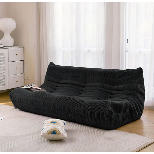 N&V Fireside Three Seater Sofa, Mid Century Armless Twin Size Floor Lounge Chair, Soft Premium