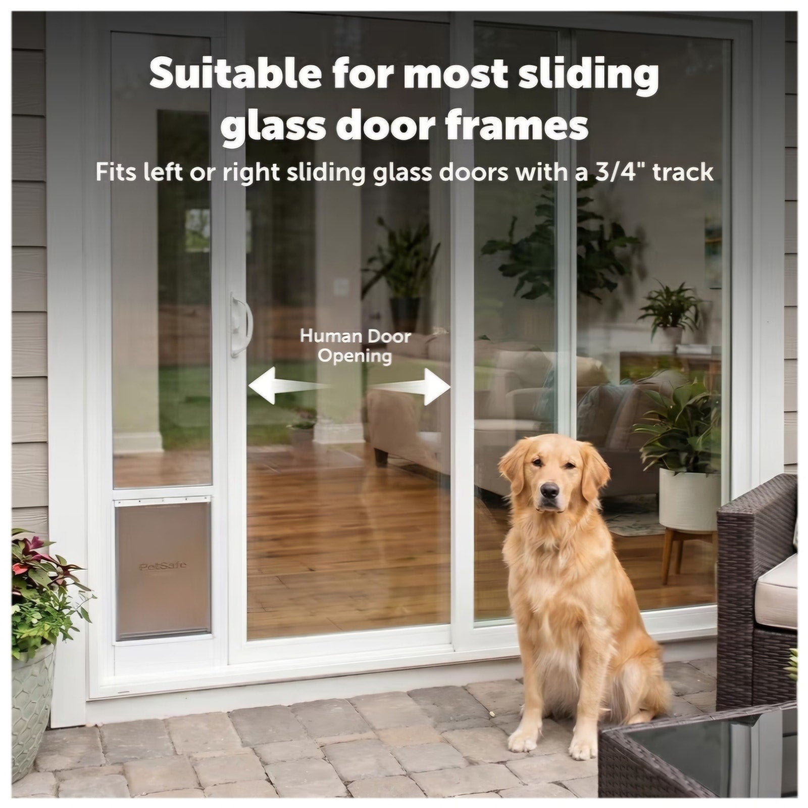PetSafe Sliding Glass Pet Door, 1 Piece, Medium Dogs to 40 lb, White
