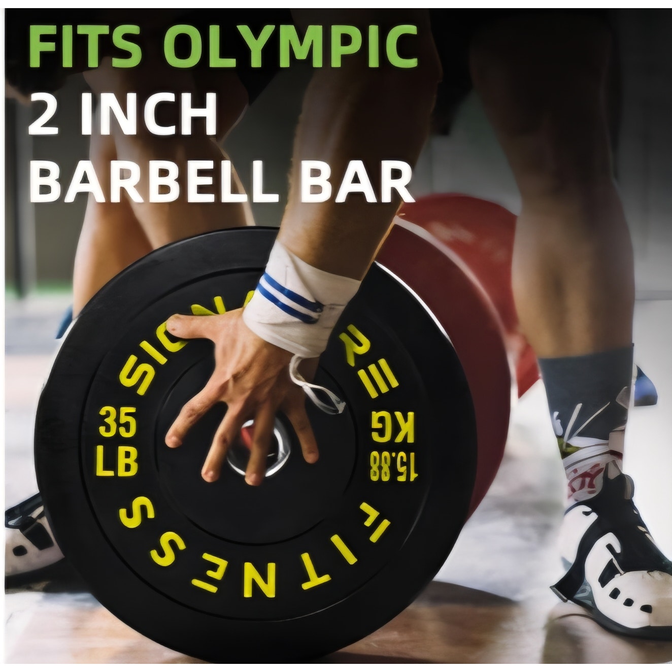 35 Lb Plate  itvids Olympic Bumper Plate 2" Weight Plates for Strength Training & Weightlifting