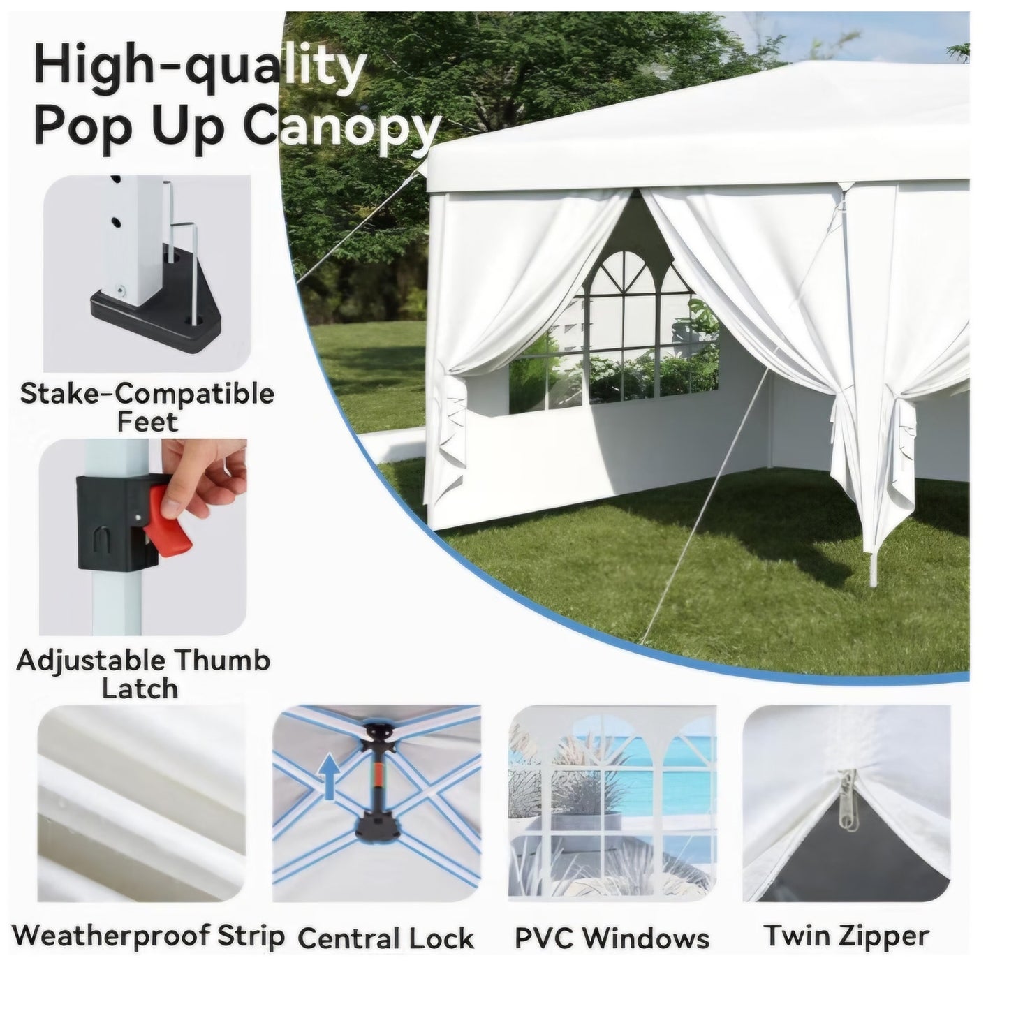 10x20 Pop Up Canopy Tent with Sidewalls, One-Push Instant Setup Waterproof Outdoor Canopy