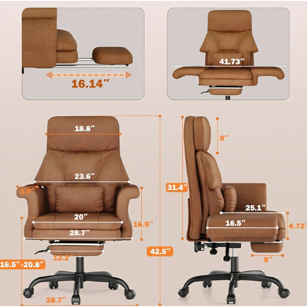 Cross Legged Office Chair with Footrest & Convertible Armrests-Pet-Friendly Cross Home Desk Chair