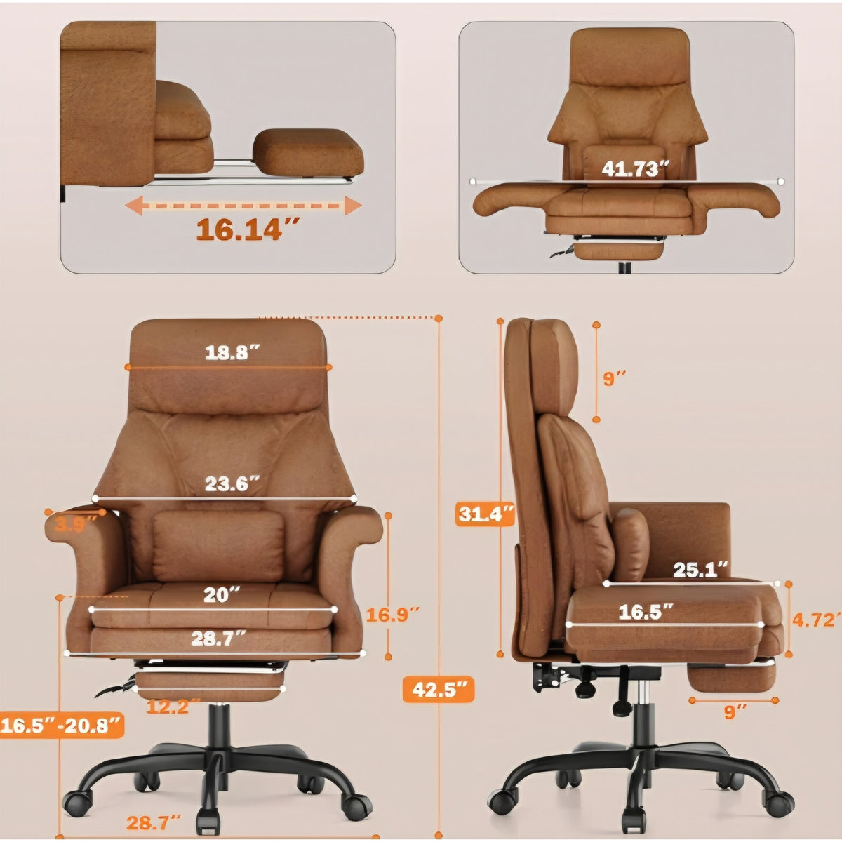 Cross Legged Office Chair with Footrest & Convertible Armrests-Pet-Friendly Cross Home Desk Chair