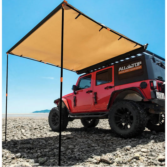 ALL-TOP Vehicle Awning 6.6'x8.2' Roof Rack Pull-Out Sun Shade UV50+, Weatherproof 4x4 Side Awning