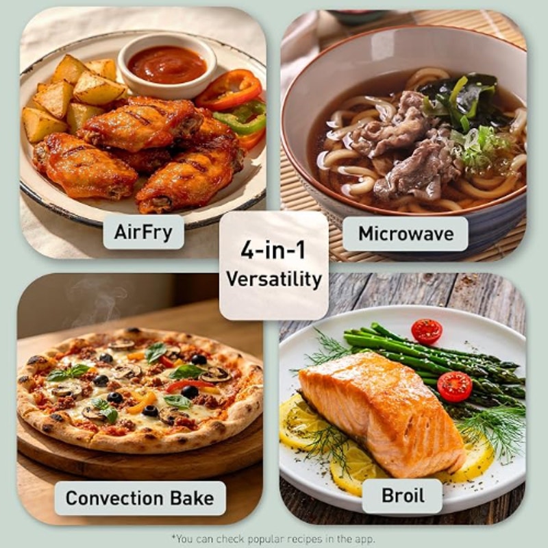 Panasonic HomeChef 4-in-1 Countertop Microwave Air Fryer Combo, Time-Saving 20 Presets + App