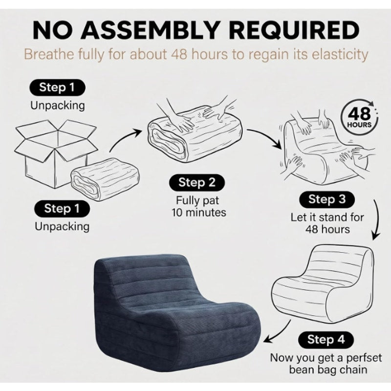 Memory Foam Bean Bag Chair, Gray
