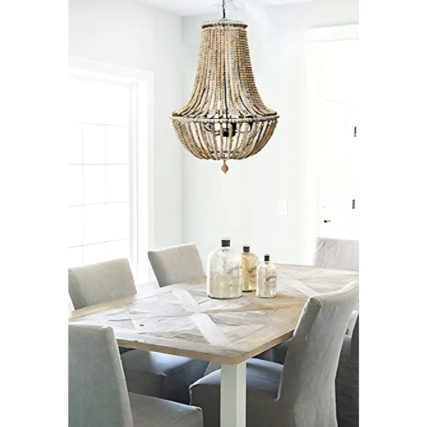 Draped Wood Bead Chandelier