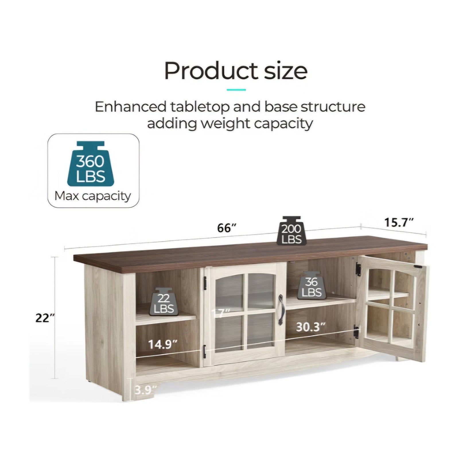 LINSY HOME TV Stand for 75 Inch TV, Modern Farmhouse Entertainment Center