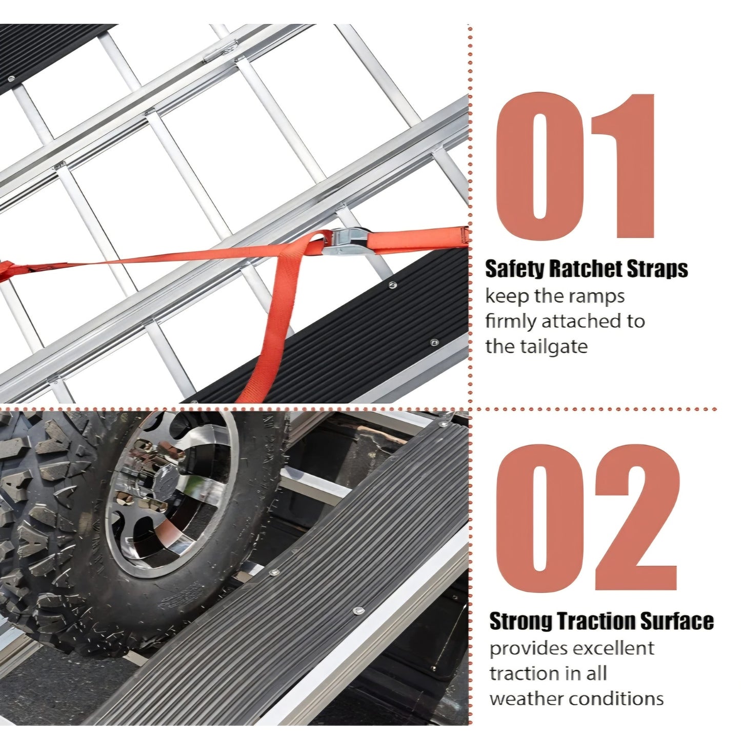 LEMNISCATE Snowmobile Ramp,85" L*54" W Extra-Wide Aluminum Loading Ramps,1500lbs Tri-fold ATV