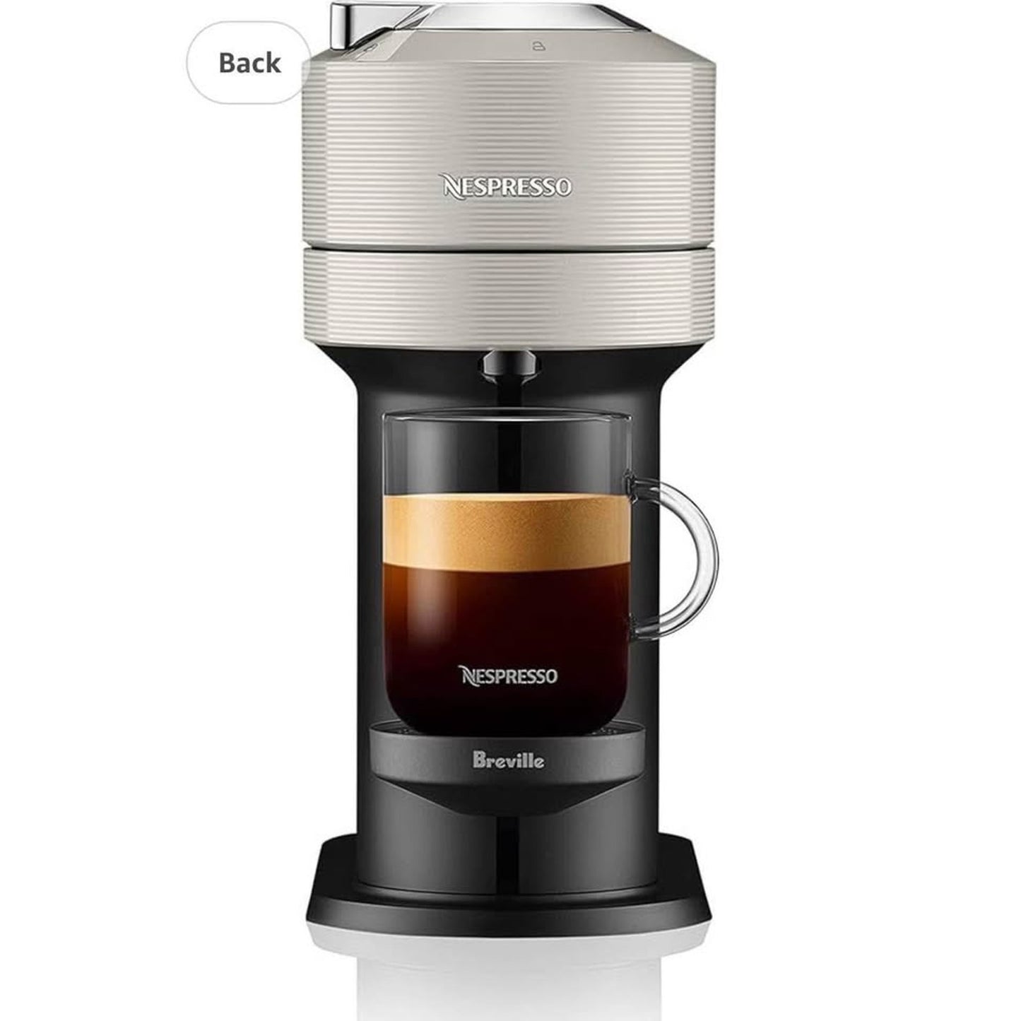 Nespresso Vertuo Next Coffee and Espresso Maker by Breville, with Aeroccino Milk Frother, Light Grey
