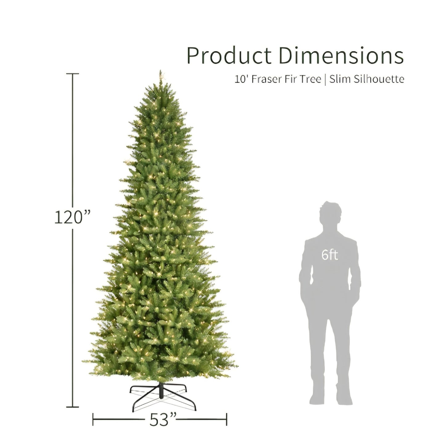 Puleo International 10ft Pre-Lit Slim Fraser Christmas Tree with 900 Clear Lights