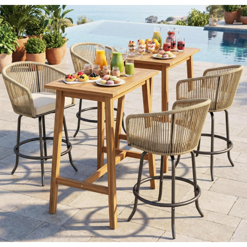 YITAHOME 27" Bar Stools Set of 2 with Arms & Cushions, 360° Swivel Outdoor Bar Stools