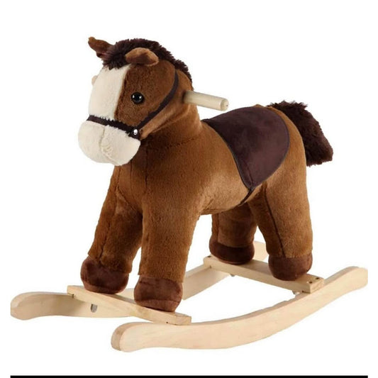 Plush Rocking Horse, Soft Filling Ride on Pony, Rocking Animal, Stuffed Rocker for Kids 18 Months an