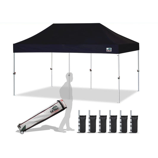 Eurmax USA 10'x20' Pop Up Canopy Tent Commercial Instant Canopies with Heavy Duty Roller Bag,