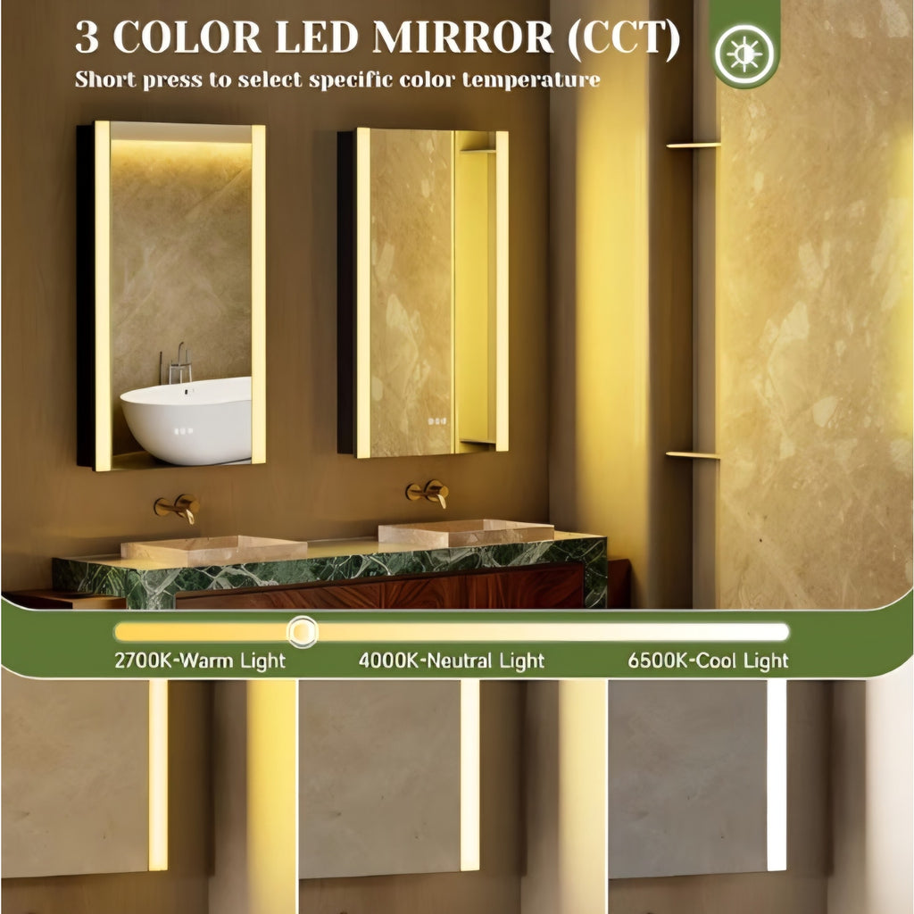 24x32 Inch Medicine Cabinet with Lights, Modern Bathroom Lighted Medicine Cabinet with Mirror,