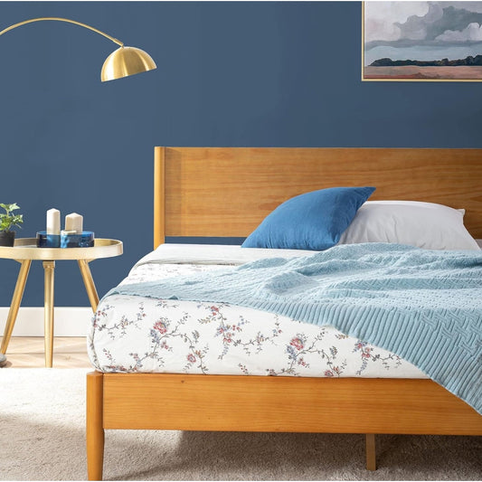 ZINUS Allen Mid Century Wood Platform Bed Frame, Solid Wood Foundation, Wood Slat Support,