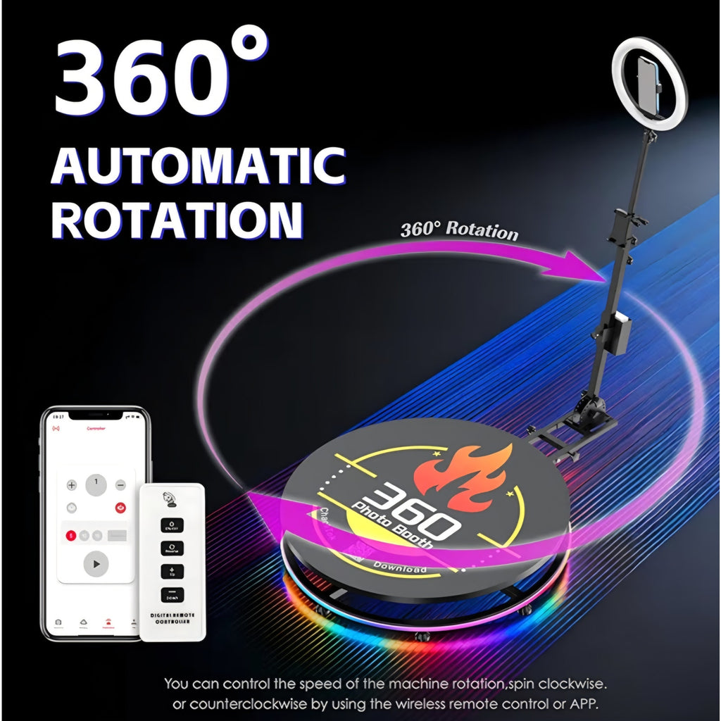 MWE 360 Photo Booth Machine for Parties with Flight Case,RGB Strip Light