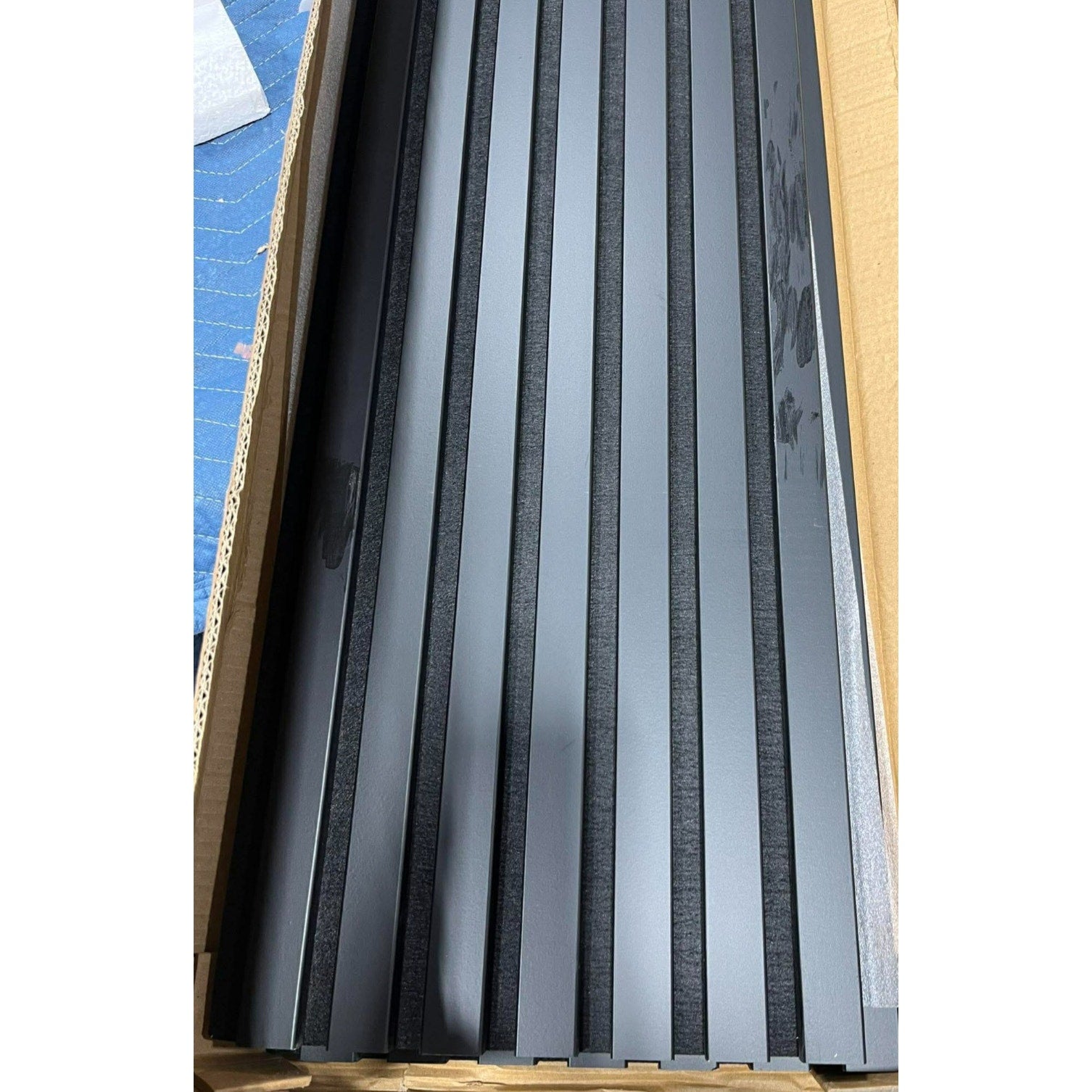RITOLLO Wood Slat Panels for Wall 2-Piece 94.5"×11" Matte Black