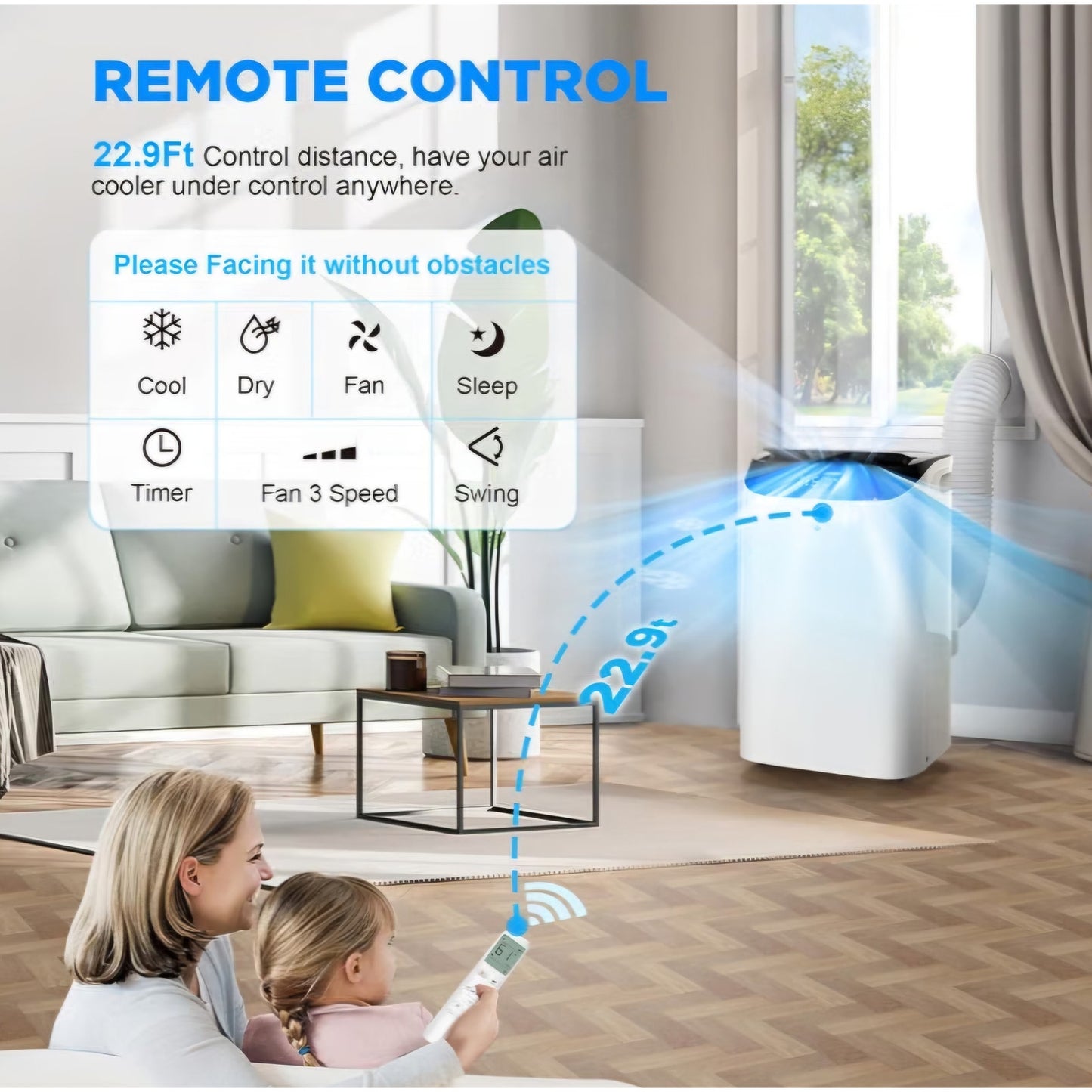 14000 BTU Portable Air Conditioners with Remote Control, 3-in-1 AC Unit with Fan & Dehumidifier