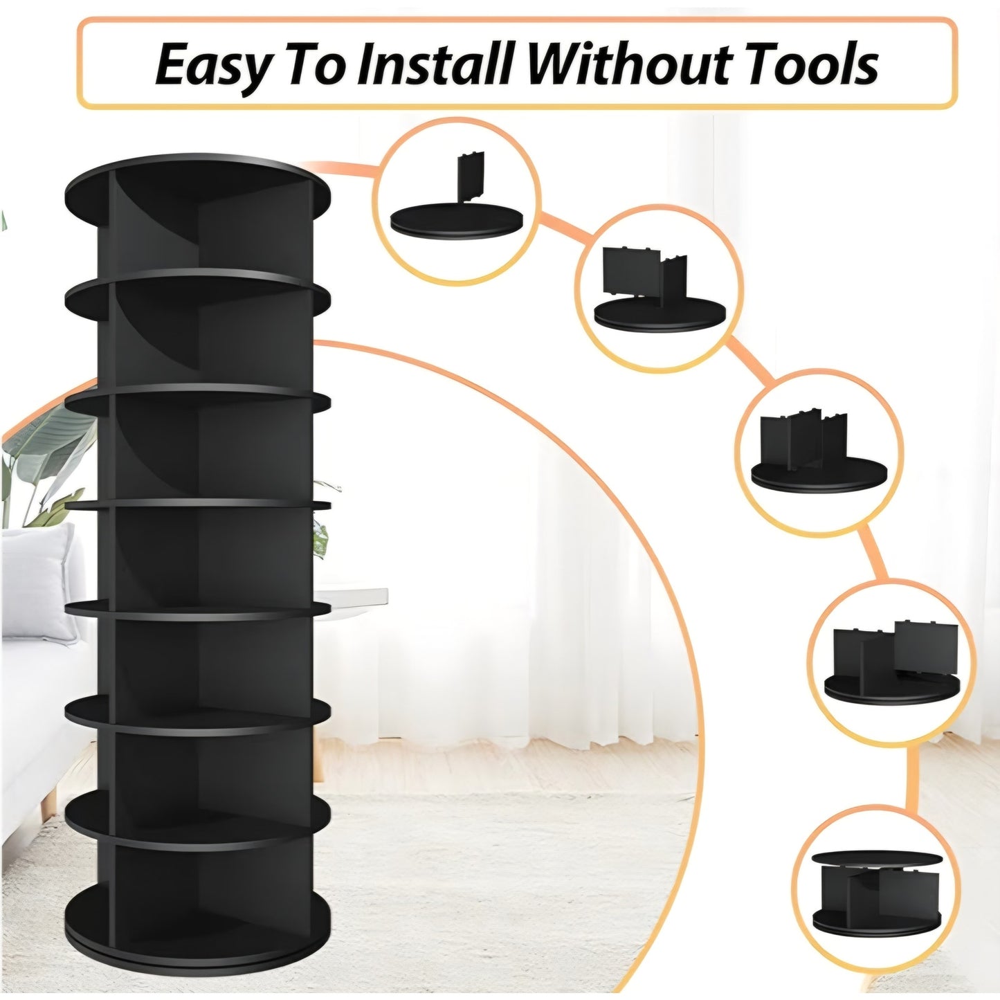 Rotating Shoe Rack, 7-Tier Spinning Shoe Rack, Free Standing Rotating Shoe Rack Tower 360°