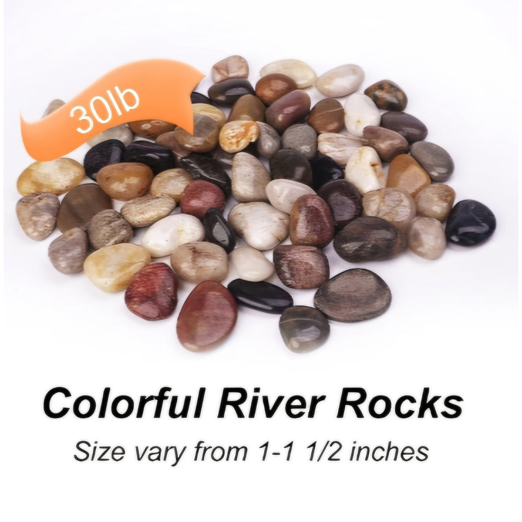 30 lbs River Rocks for Plants, 1-1/2 inch Decorative Garden Rocks Outdoor Landscaping
