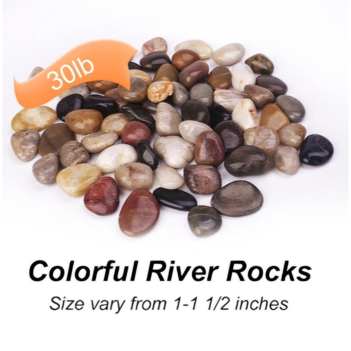 30 lbs River Rocks for Plants, 1-1/2 inch Decorative Garden Rocks Outdoor Landscaping