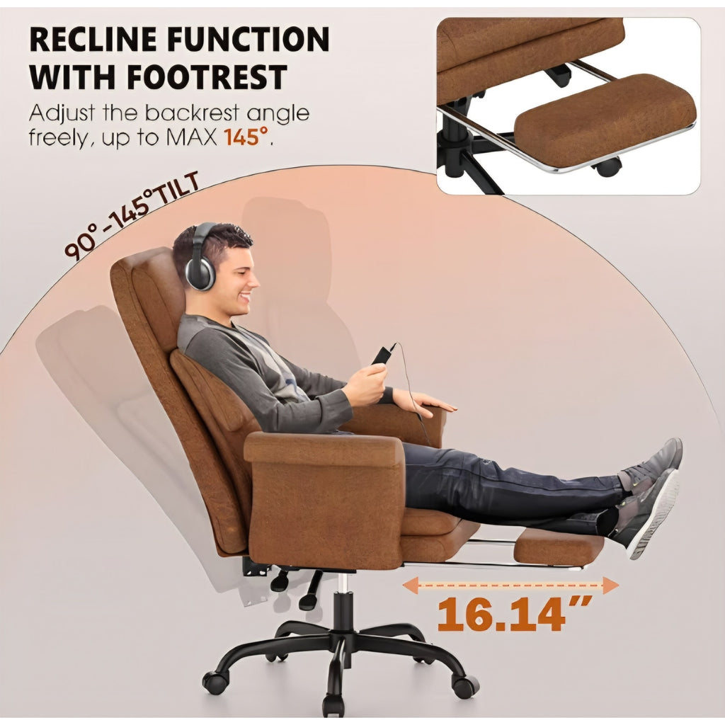 Cross Legged Office Chair with Footrest & Convertible Armrests-Pet-Friendly Cross Home Desk Chair