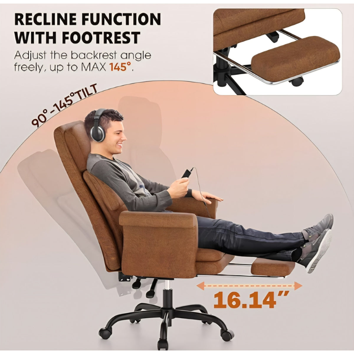 Cross Legged Office Chair with Footrest & Convertible Armrests-Pet-Friendly Cross Home Desk Chair