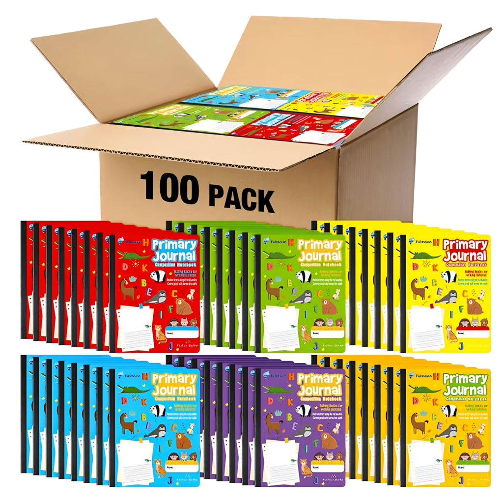 Fulmoon 100 Pcs Primary Composition Notebook K-2 with Picture Space Primary