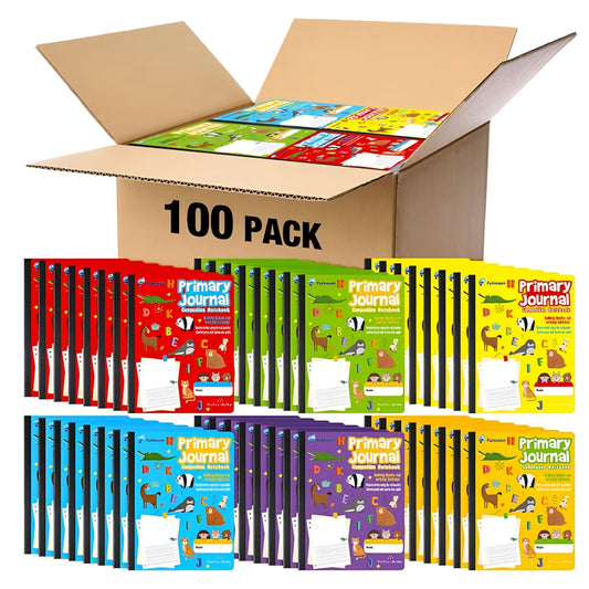 Fulmoon 100 Pcs Primary Composition Notebook K-2 with Picture Space Primary