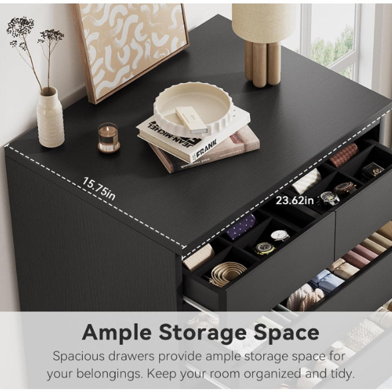 Black Tall 7 Drawer Dresser for Bedroom, Modern Wood Closet Dressers & Chests of Drawers