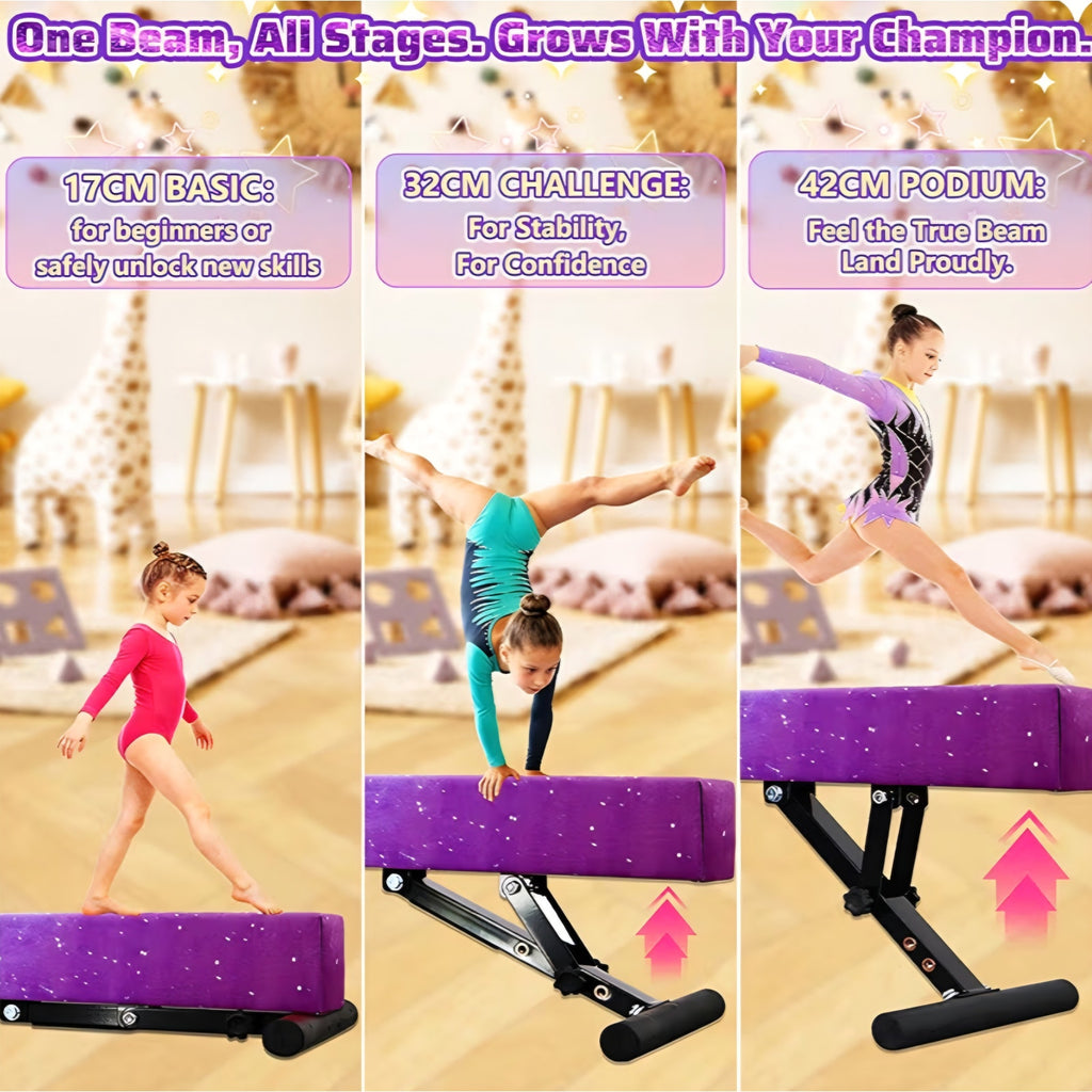 Adjustable balane Beam for Kids - 8FT Gymnastics Beam - high and Low Floor Beam