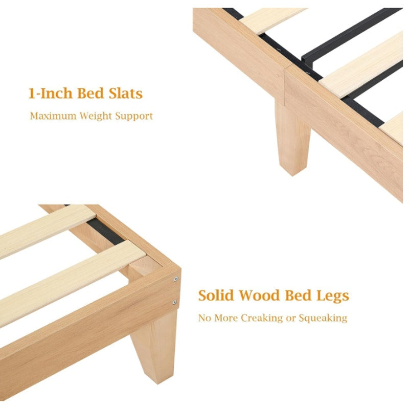 Rattan Bed Frame Queen Size with Natural Rattan Headboard & LED Lights