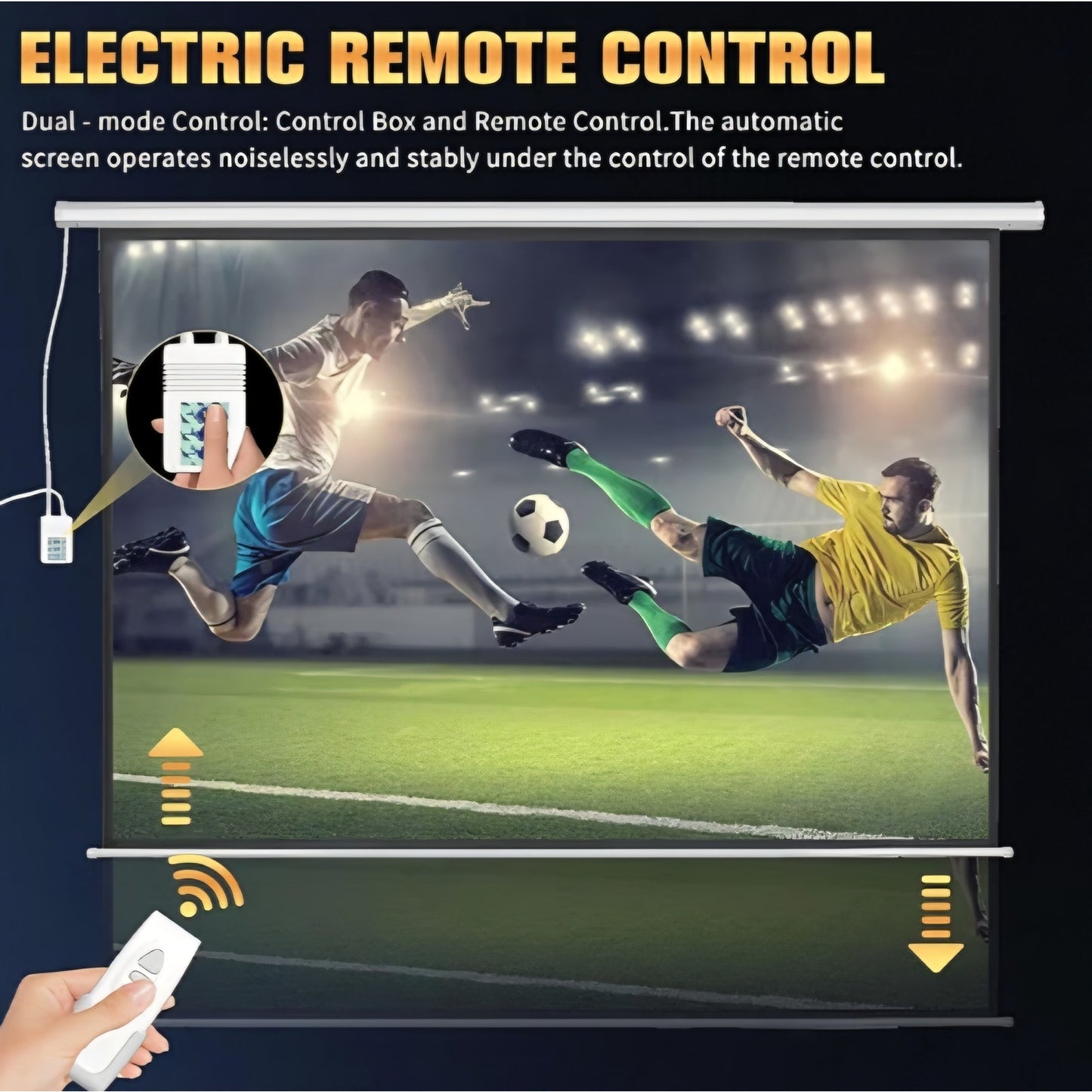 DINAH 84 Inch Electric Projector Screen with Remote, Automatic Air Indoor Drop Down