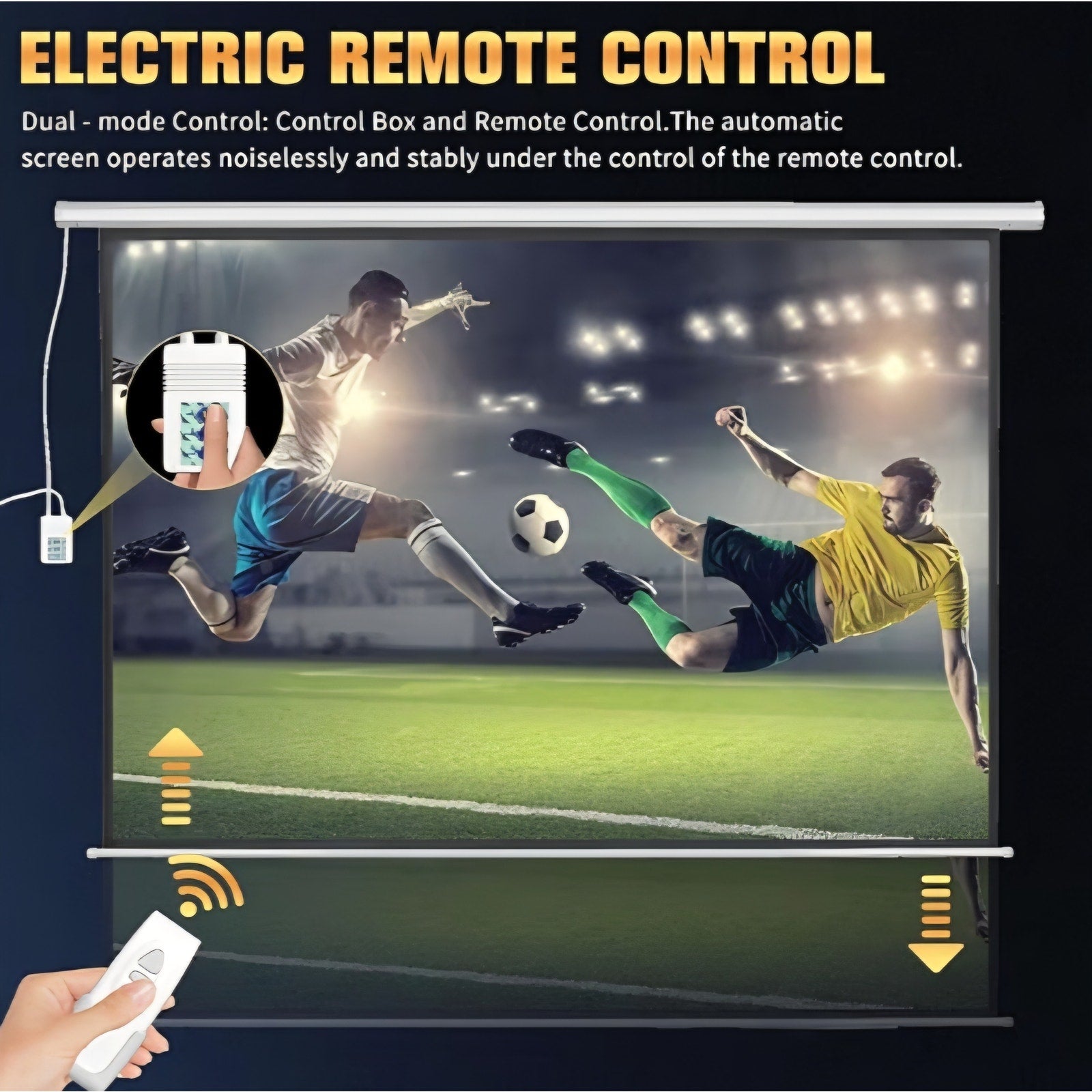 DINAH 84 Inch Electric Projector Screen with Remote, Automatic Air Indoor Drop Down