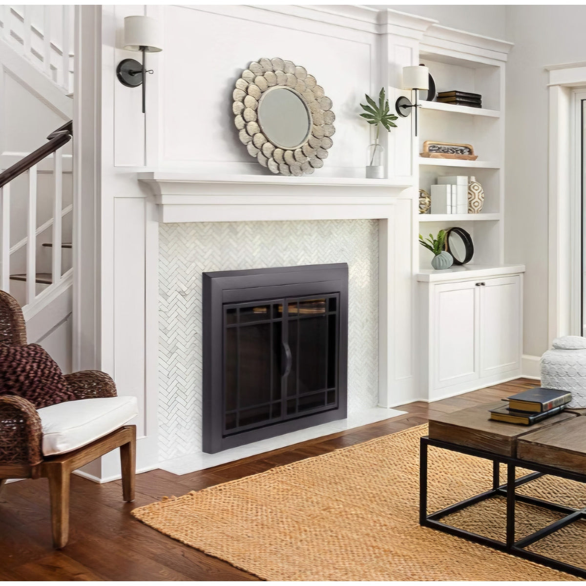 Fireplace screen Easton Medium Black